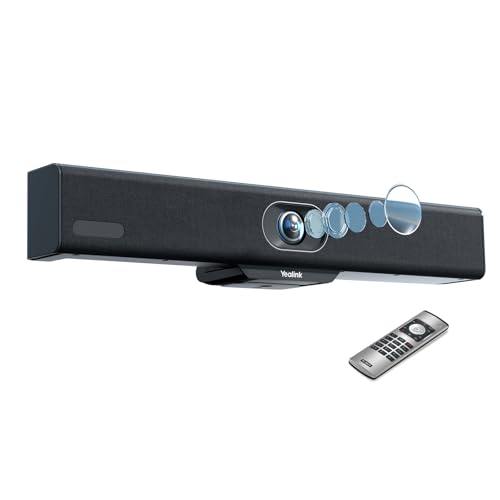 Yealink MeetingBar A10 4K Video Conference Room System with 120 Wide Angle Camera AI Auto Framing Conference Webcam with 8 Mics Arrays Speaker Tracking Noise Cancellation Teams Zoom Certified - size: A10-010