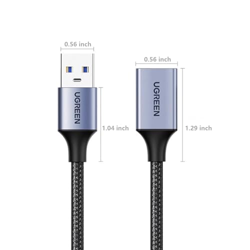 UGREEN 2 Pack USB Extension Cable, (15 FT+ 15 FT) USB Extender Nylon Braided Compatible with Webcam, Camera, Phone, USB hub, Mouse, Keyboard, Printer, Hard Drive, Headset - size: 15 FT