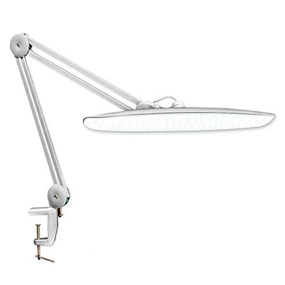 LED Desk Lamp with Clamp, Dimming Task Lamp for Reading Desktop Office Workbench Table Architect Sewing Study Home Craft, 117PCS LEDs, 2200 Lumens 20 Inch Metal Swivel Arm Work Lamp (Silver) - size: SILVER-NonCCT-Non Protective