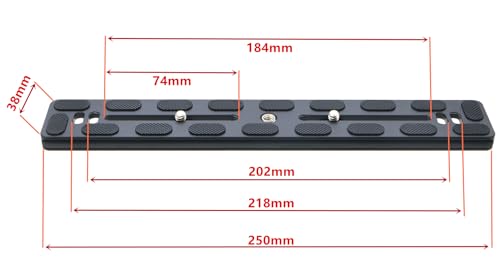 PU-250 250mm Universal Long Quick Release Plate Dual Dovetail Slide Rail with D-Ring Screw for Ball Head Tripod Mount DSLR Camera Arca Swiss Compatible