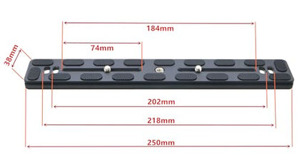 PU-250 250mm Universal Long Quick Release Plate Dual Dovetail Slide Rail with D-Ring Screw for Ball Head Tripod Mount DSLR Camera Arca Swiss Compatible