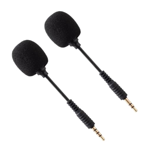 VILLCASE 2pcs Bendable Mini Noise-Cancelling Condenser Microphone for Laptop, Phone, Tablet – Black Flexible Gooseneck Mic for Live Streaming, Recording, and Online Meetings