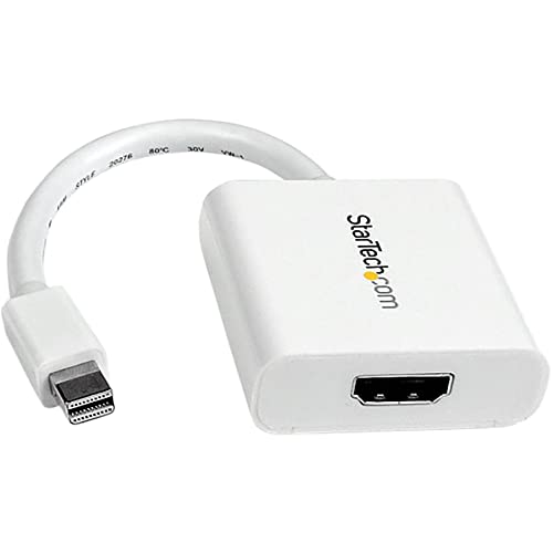 StarTech Passive Mini DP to HDMI Adapter, 1920 x 1200, White (MDP2HDW) | Passive mDP 1.2 to HDMI 1.4, 60Hz, Monitor/TV/Display, HDCP 1.4, Thunderbolt 1/2 Mac/PC, mDP to HDMI Video Converter, DPCP - color: White, style: 1080p
