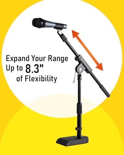 Stage Rocker Adjustable Low-profile Microphone Stand, 2 Pack - Snare/Tom Bottom/Bass (Kick) Drum/Table Top, Adjustable Height, Clip-on cable holder, Powered by Hamilton (SR610111-2PK) - size: 2 Pack
