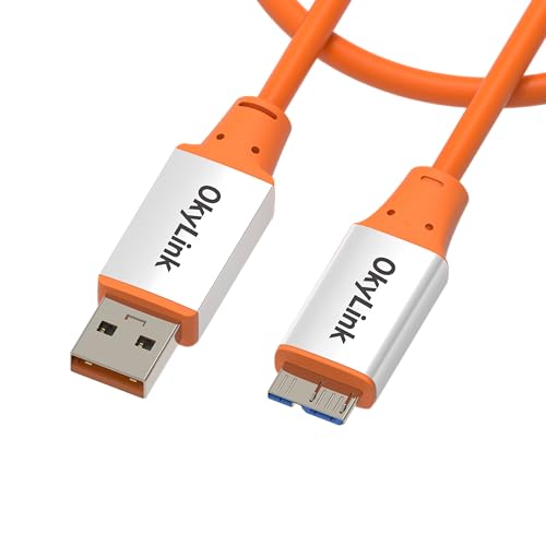 OkyLink USB 3.2 Gen 2 A to Micro-B Cable Male to Male 10Gbps, 1.5ft | 0.5m, for External Hard Drive HDD SSD & Portable Storage 10Gbps Fast Transfer - color: Orange USB3.2, size: 1.5ft (0.5m)