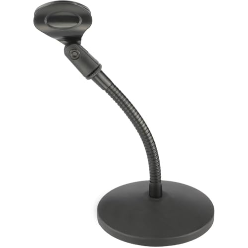 Desktop Gooseneck Microphone Stand – 6″ Flexible Arm, 1.4 lb Weighted Base, Includes Mic Clip & 3/8″–5/8″ Adapter – Ideal for Podcasting, Streaming, Gaming & Voice Recording - size: 6 inch