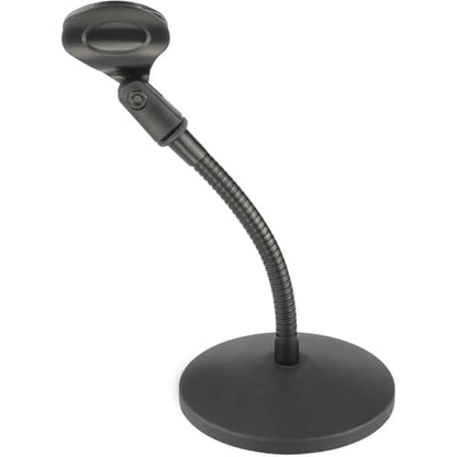 Desktop Gooseneck Microphone Stand – 6″ Flexible Arm, 1.4 lb Weighted Base, Includes Mic Clip & 3/8″–5/8″ Adapter – Ideal for Podcasting, Streaming, Gaming & Voice Recording - size: 6 inch
