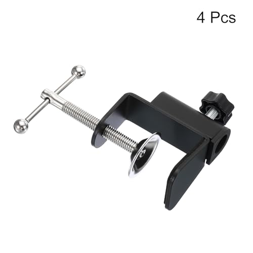 PATIKIL 0.47" Hole Dia. Desk Clamp, 4 Pcs Aluminum Alloy Bracket Universal Adjustable C-Clamp Mount Holder for Microphone Mic Arm Table Lamp Stand, Black - color: Black