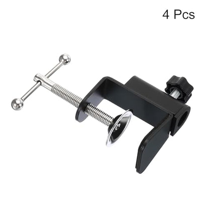 PATIKIL 0.47" Hole Dia. Desk Clamp, 4 Pcs Aluminum Alloy Bracket Universal Adjustable C-Clamp Mount Holder for Microphone Mic Arm Table Lamp Stand, Black - color: Black
