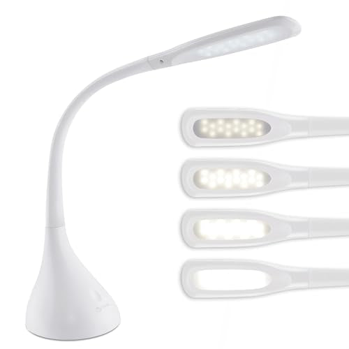 OttLite Creative Curves LED Desk Lamp, White | Natural Daylight LEDs | 4 Brightness Settings | Adjustable Flexible Neck | 11.25 to 23.75 inches - color: White