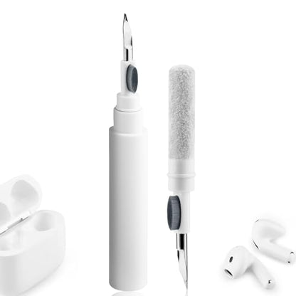 Cleaner Kit for Airpods Pro 1 2 3, 3-in-1 Multi-Function Cleaning Pen Tools Soft Brush Flocking Sponge & Metal Tip for Earbuds, Wireless Earphones, iPhone, Camera, Lens, Bluetooth Headphones (White)