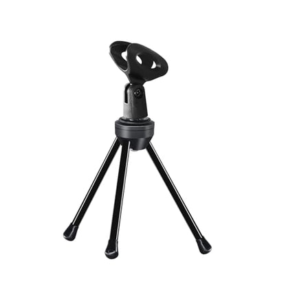 SUUNTOK Desk Microphone Stand with Mic Clip Holder, Foldable Tripod with Non-slip Feet Adjustable Desktop Mic Stand, Ideal for Podcast, Online Chat, meetings with dynamic mics Like SM58 57 PGA48 etc.