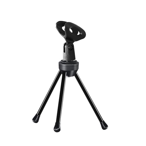 SUUNTOK Desk Microphone Stand with Mic Clip Holder, Foldable Tripod with Non-slip Feet Adjustable Desktop Mic Stand, Ideal for Podcast, Online Chat, meetings with dynamic mics Like SM58 57 PGA48 etc.