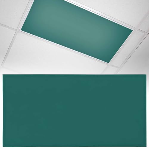 1 Pack Fluorescent Light Cover 4x2 Feet, Dark Green Lights Filters Drop Fluorescent Lights Shade Panel, Farmhouse Solid Green Color Modern Art Magnetic Ceiling Light Cover for Classroom Office - color: Dark Green, size: 1 Piece