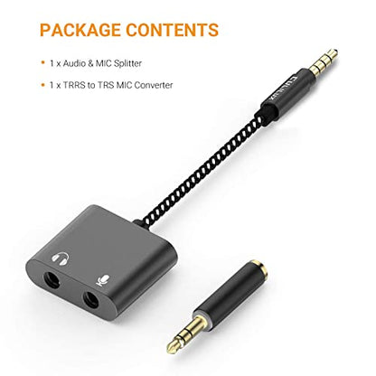 Cubilux 3.5mm Headphone Microphone Combiner, 3.5mm TRRS Male to TRS Female AUX MIC Splitter Compatible with Xbox One/360 PS4 PS5 MacBook Laptop PC Phone Computer Rode VideoMicro - color: Black, size: 3.5mm, HP+MIC