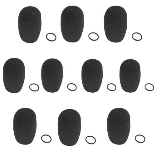 Boom Mic Windscreen Sock Flight Helmet Headset Foam Microphone Cover Long Small Medium Large Windsocks Windshield Shield for Bose a20 a30 for Peltor Comtac 3 Tactical 6s Headphone(Black,10Pack)