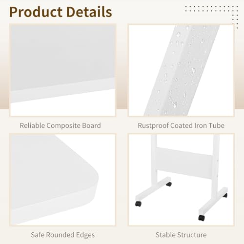 Mobile Podium, Adjustable Standing Desk with Caster Wheels, Adjustable Height 360° Swivel Desktop, Versatile Podium Laptop Desk Stand Up Desk Easel Presentation Lectern (White) - color: White