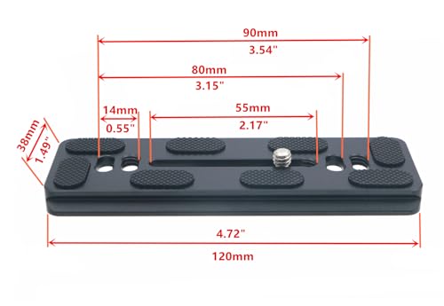 PU-120 120mm Universal Quick Release QR Plate with D-Ring Screw for Tripod Monopod Ball Head DSLR Camera, Arca-Swiss Compatible