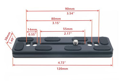 PU-120 120mm Universal Quick Release QR Plate with D-Ring Screw for Tripod Monopod Ball Head DSLR Camera, Arca-Swiss Compatible