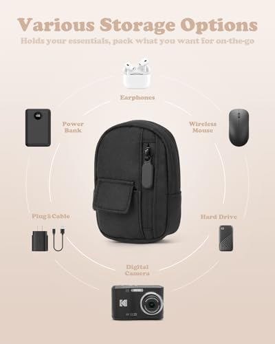 SQERO Soft Camera Case for Digital Camera KODAK PIXPRO FZ55/ FZ45/CAMKORY DC403 FHD 1080P,Travel Camera Pouch, Carry Case Bag Cute Small - color: Black
