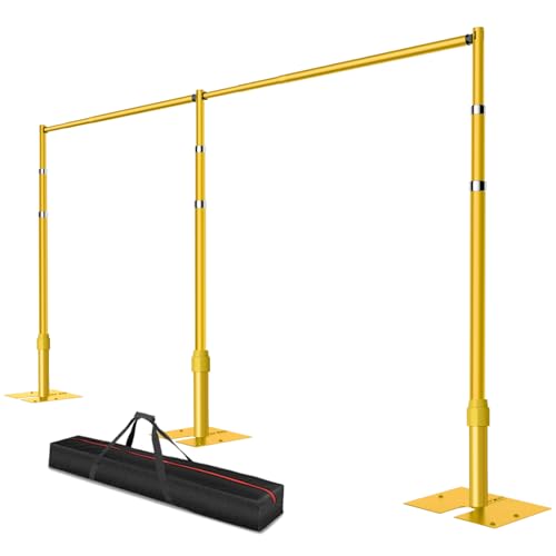 Pipe and Drape Backdrop Stand, 10x20ft Heavy Duty Adjustable Background Frame with Metal Base, Back Drop Holder for Parties Photography Wedding Photoshoot Decoration - Gold - color: Gold, size: 10x20ft