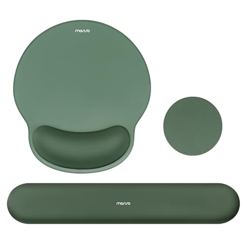 MOSISO Wrist Rest Support for Mouse Pad&Keyboard Set, Circle Curved Ergonomic Mousepad&Coaster Non-Slip Base Home/Office Pain Relief&Easy Typing Pad with Soft Cloth&Silicone Lining, Midnight Green - color: Midnight Green