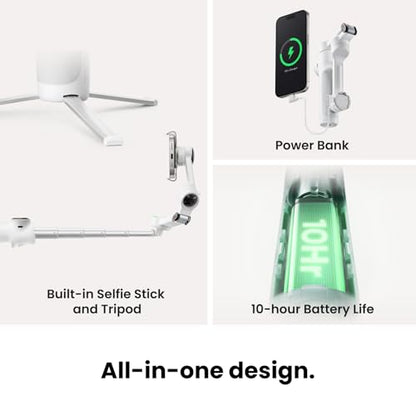 Insta360 Flow 2 Pro AI Tracker Bundle Grey - Industry-First AI Phone Gimbal with Apple DockKit, Pioneering 360º Pan Tracking, Free Tilt, Built-in Tripod/Selfie Stick, Portable Vlog/Travel Stabilizer - color: Stone Grey - AI Tracker Bundle