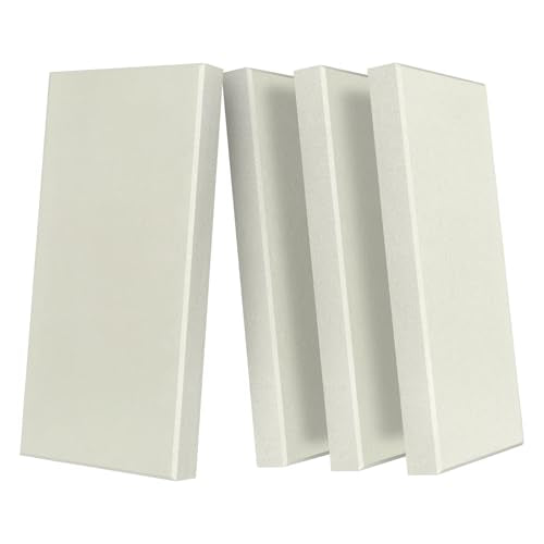 UMIACOUSTICS 4 PCS Acoustic Panels with Hanging Brackets, 2” Thick Fiberglass Sound Proof Panels Removable for Studios, Office, Home Theater Wall- Off White - color: Off White, size: 23.6" x 11.8"-4pcs