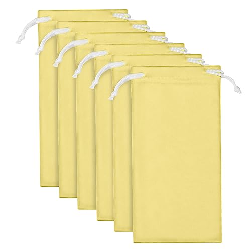 6pcs Eyeglasses Sunglasses Microfiber Pouch Bag, Cell Phone Storage Pouch 7.1" x 3.5" - color: Yellow