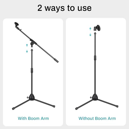AODSK Deluxe Tripod Microphone Stand with Boom Arm & Twist Clutch Height Adjustment (Upgraded version) - style: Upgraded version