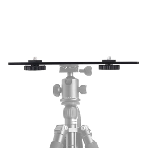 2pcs Dual Flash Brackets, Aluminum Alloy Premium Dual Flash Bracket Extension Bar with 1/4" Hot Shoe Mount Suitable for Camera Tripod Led Light Microphone