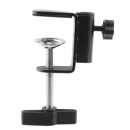 C-Clamp Base Stand Mounting Accessory, Metal Black Table Mount Desk Light Holder for Desktop Lamp Monitor Microphone Mic Arm Stand (12mm/0.47" Dia Hole)