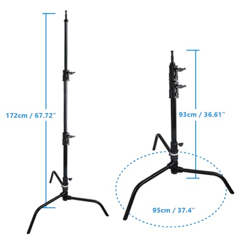 Kupo 20" C-Stand Turtle Base Professional Grip Stand with Detachable Base, Two Riser/Three Section Design, Heavy-Duty Steel Construction, Black (KS704211) - color: Black, style: 20" Turtle Base
