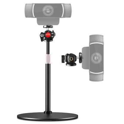 Webcam Stand for Desk, Height Adjustable, Desktop Webcam Tripod Mount for Logitech Brio 4K C922 C930e C920S C920 C960 C920x Camera and Other Devices with 1/4" Thread