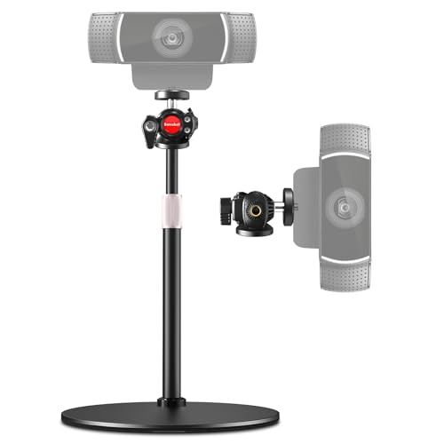 Webcam Stand for Desk, Height Adjustable, Desktop Webcam Tripod Mount for Logitech Brio 4K C922 C930e C920S C920 C960 C920x Camera and Other Devices with 1/4" Thread