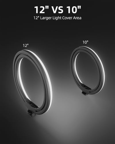 TODI 12" Ring Light with 63" extendable Tripod Stand, Selfie RingLight with Phone Holder and Selfie Remote, 2-in-1 Dimmable LED Ring Light for Makeup, Live Stream, Photography - color: Black