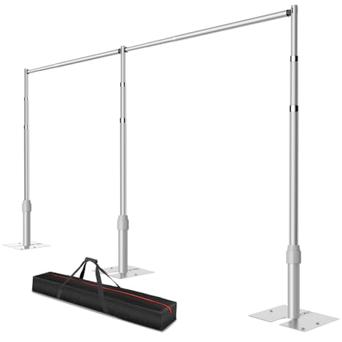 Pipe and Drape Backdrop Stand, 12x20ft Heavy Duty Adjustable Background Frame with Metal Base, Back Drop Holder for Parties Photography Wedding Photoshoot Decoration - color: Silver, size: 12x20ft