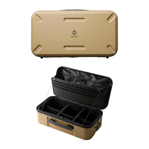 ELECOM NESTOUT Gear Storage Case, Lightweight Hard Shell Organizer, Water-Resistant, Stackable Organizer with Padded Dividers, Fits Cameras & Accessories Travel Outdoor Tech Accessories - color: Beige