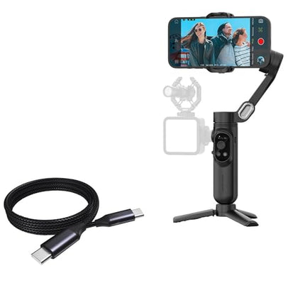 BoxWave Cable Compatible with AOCHUAN Phone Gimbal Stabilizer - DirectSync PD Cable (3ft) - USB-C to USB-C (100W), Type C Braided Charge and Fast Sync - Jet Black