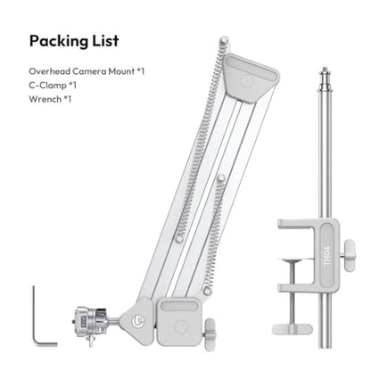 ULANZI TH04 Overhead Camera Mount with Magic Arm and 1/4" Ball Head, 360° Rotatable Camera Desk Mount, Desk Tripod with Uka Quick Release Setup for DSLR Cameras/Webcam/iPhone/Ring Light/Microphone
