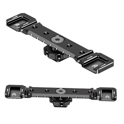 Aluminum Cold Shoe Mount Bracket Double Hot Shoe Extension Rod Plate Adapter for Camera Cage Mic LED Video Light Stand