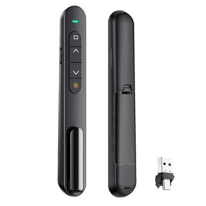 QUI Presentation Clicker with Volume Control, 2.4GHz USB Wireless Presenter Remote, PowerPoint Clicker Slide Advancer Compatible with Mac, Windows, Google Slides, Keynote - color: Black, size: L