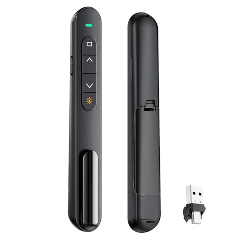 QUI Presentation Clicker with Volume Control, 2.4GHz USB Wireless Presenter Remote, PowerPoint Clicker Slide Advancer Compatible with Mac, Windows, Google Slides, Keynote - color: Black, size: L