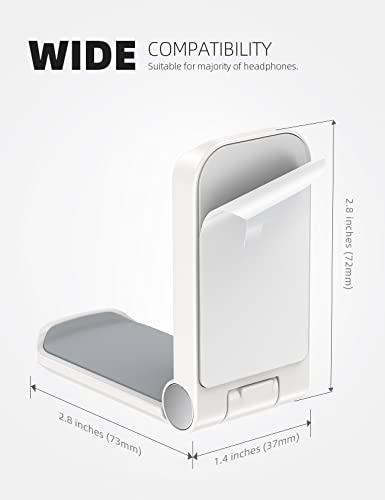 Lamicall Headphone Stand, Sticky Headset Hanger - 2 Pack Adhesive Headphone Holder Hook Mount, Headset Holder Clip Under Desk, Earphone Clamp for Airpods Max, HyperX, Sennheiser, White - style: White - Two Pack