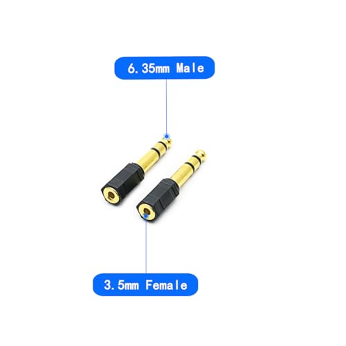 Gold Plated 3.5mm Stereo Jack Splitter Cable Adapter Connectors，Audio Adapter 6.35mm (1/4 inch) Male to 3.5mm (1/8 inch) Female Stereo Headphone Connector Gold Plated(2+2 Pack)