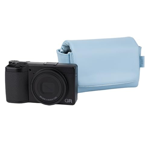 KIWIFOTOS PU Camera Case for Ricoh GR IV GR III SONY RX100 VI SX740 | without Strap,magnetic closure,faux suede lining,dual-layer protection,anti-scratche Travel camera case - color: PU Camera Case Blue