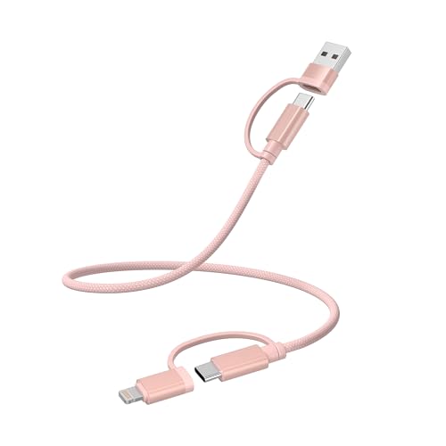 Basesailor 4 in 1 USB C to USB C Cable 1ft,60W Fast Charging Multi Charger Cord with USBA Converter/iOS/Type C for Kindle Fire Max 11 11th 2023,Paperwhite 12th 2024,Samsung Tab S10,iPhone 17 16 15 Max - color: Pink, size: 1FT/0.3M
