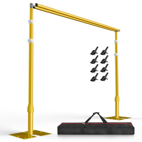 EMART Backdrop Stand Heavy Duty 10x10Ft, Double Crossbar Pipe and Drape Photo Background Support Kit, Adjustable Metal Frame with Flat Base for Wedding Birthday Party Decorations-Gold - color: Gold, size: 10×10FT