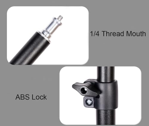 Camera Desk Mount with C Clamp, 18"-23" Adjustable Desktop Light Stands with 1/4" Ball Heads Cold Shoe Adapters, Sturdy Metal Clamp for Webcam, DSLR Camera, Ring Light, Microphone, Max Load 2kg