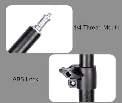 Camera Desk Mount with C Clamp, 18"-23" Adjustable Desktop Light Stands with 1/4" Ball Heads Cold Shoe Adapters, Sturdy Metal Clamp for Webcam, DSLR Camera, Ring Light, Microphone, Max Load 2kg